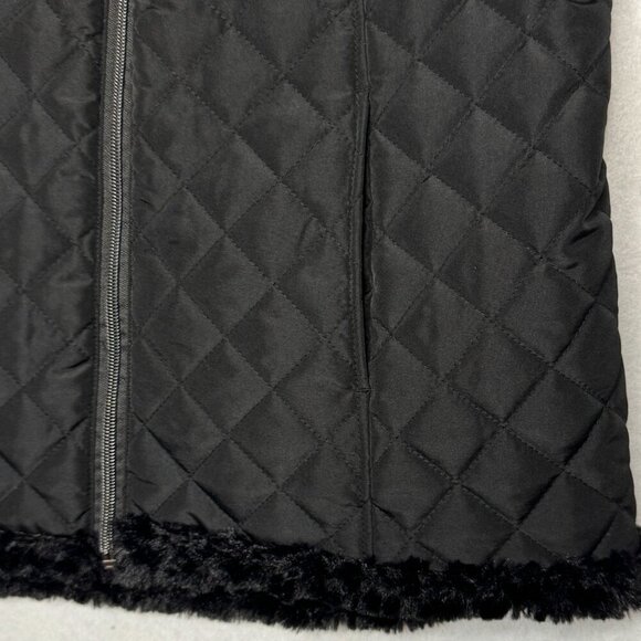 Denim & Co Reversible Zip Front Textured Faux Fur Quilted Vest Size XS Capsule - Picture 4 of 13